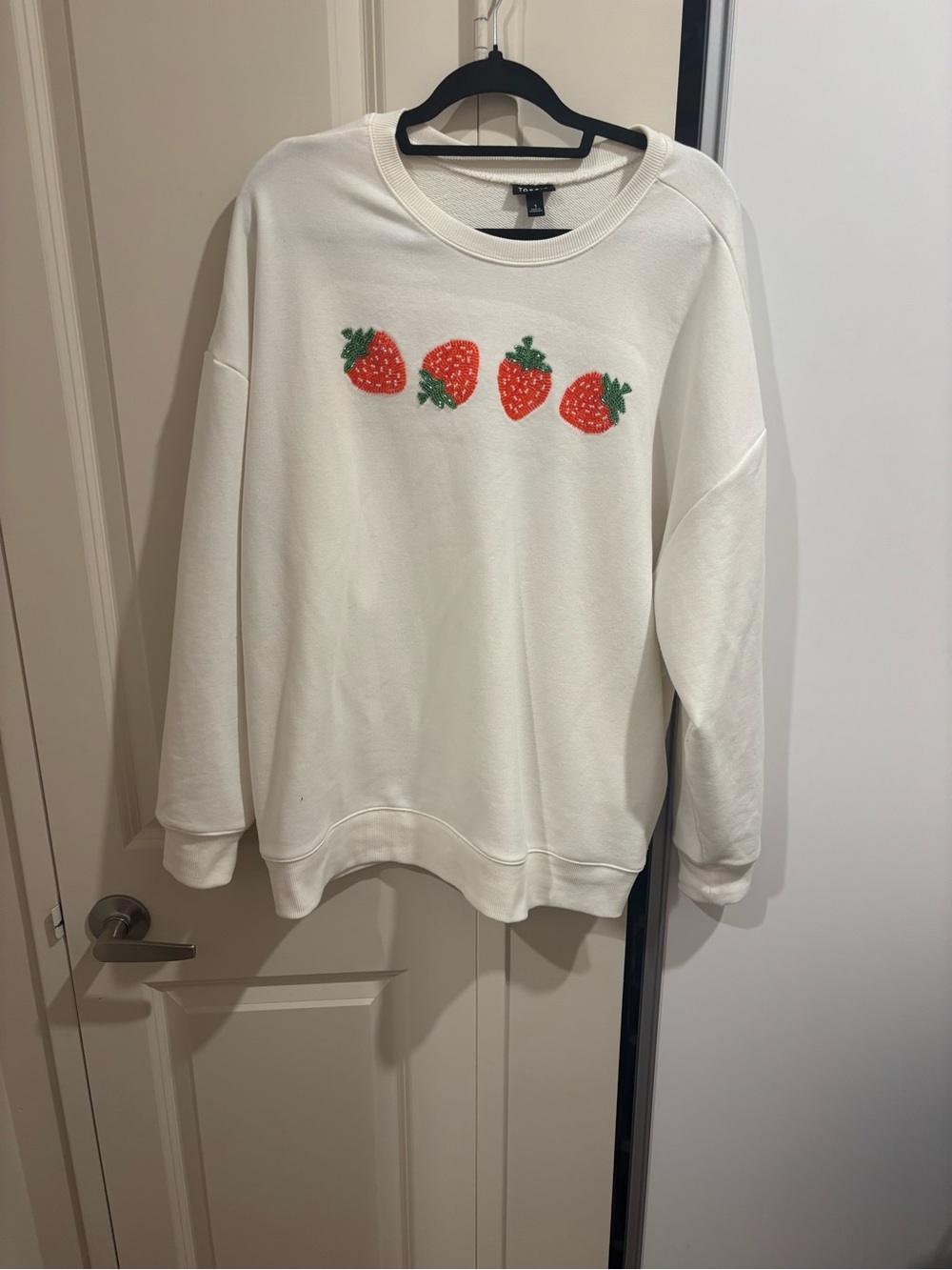 White Strawberry Graphic Sweatshirt - Women Sweaters